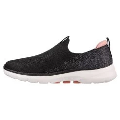 Skechers Women's Go Walk 6 - Glimmering Slip-On Runners Black / White -Sporty Life Shop 124502 bkpk d large