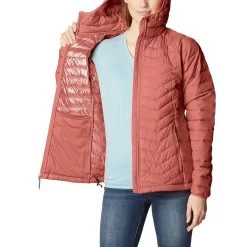 Columbia Women's Powder Lite™ Hooded Jacket Dark Coral 14 Columbia Women's Powder Lite™ Hooded Jacket Dark Coral -Sporty Life Shop 1699071 639 a3 presethigh res jpeg 300 dpi