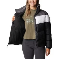 Columbia Women's Puffect™ Colourblock Jacket Black / White / City Grey 15 Columbia Women's Puffect™ Colourblock Jacket Black / White / City Grey -Sporty Life Shop 1955101 010 a3 presethigh res jpeg 300 dpi