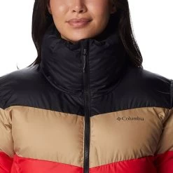 Columbia Women's Puffect™ Colourblock Jacket Red Lily / Beach -Sporty Life Shop 1955101 658 a2 presethigh res jpeg 300 dpi