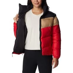 Columbia Women's Puffect™ Colourblock Jacket Red Lily / Beach -Sporty Life Shop 1955101 658 a3 presethigh res jpeg 300 dpi