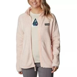 Columbia Women's Sweater Weather™ Fleece Jacket Peach Blossom Heather -Sporty Life Shop 1958933 890 a5