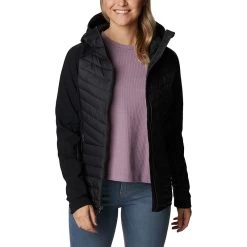 Columbia Women's Powder Lite™ Hybrid Hooded Jacket Black -Sporty Life Shop 2007761 010 a5 presethigh res jpeg 300 dpi