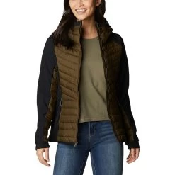 Columbia Women's Powder Lite™ Hybrid Hooded Jacket Olive Green / Black -Sporty Life Shop 2007761 319 a5 presethigh res jpeg 300 dpi