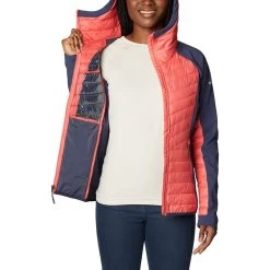 Columbia Women's Powder Lite™ Hybrid Hooded Jacket Blush Pink / Nocturnal -Sporty Life Shop 2007761 614 a3 presethigh res jpeg 300 dpi
