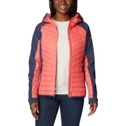 Columbia Women's Powder Lite™ Hybrid Hooded Jacket Blush Pink / Nocturnal -Sporty Life Shop 2007761 614 a5 presethigh res jpeg 300 dpi