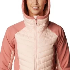 Columbia Women's Powder Lite™ Hybrid Hooded Jacket Peach Blossom / Dark Coral -Sporty Life Shop 2007761 890 a2 presethigh res jpeg 300 dpi
