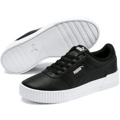 Puma Women's Carina Leather Trainers Black / White -Sporty Life Shop 370325 01