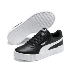 Puma Women's Carina Leather Trainers Black / Black / White