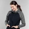 Women's Henry Fleece Full Zip Hoodie Black / Dark Grey -Sporty Life Shop 4t5a0518