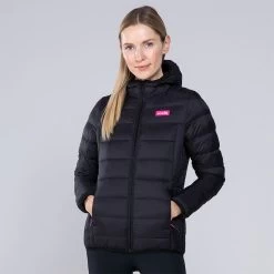 Women's Fiona Hooded Padded Jacket Black / Pink
