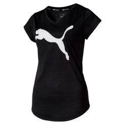 Puma Women's Heather Cat V Neck T-Shirt Black