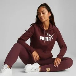 Puma Women's Essentials Logo Hoodie Aubergine -Sporty Life Shop 586789 50 mod01