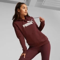 Puma Women's Essentials Logo Hoodie Aubergine -Sporty Life Shop 586789 50 mod05