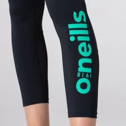 Women's Anya 7/8 Length Leggings Black / Green -Sporty Life Shop am3a0727