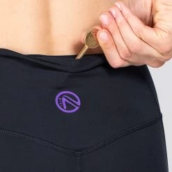 Women's Anya 7/8 Length Leggings Black / Purple -Sporty Life Shop am3a0734