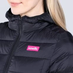 Women's Fiona Hooded Padded Jacket Black / Pink -Sporty Life Shop am3a0782