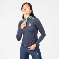 Women's Pluto Brushed Half Zip Top Marine / Green