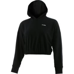 Women's Avelina Cropped Hooded Top Black -Sporty Life Shop avelina 281 flc crop hoodie blk 1