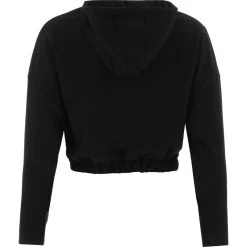 Women's Avelina Cropped Hooded Top Black -Sporty Life Shop avelina 281 flc crop hoodie blk 2