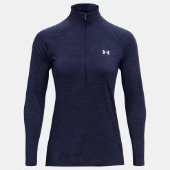 Under Armour Women's Tech™ Half Zip Twist Midnight Navy / Cadet / Metallic Silver -Sporty Life Shop ps1320128 410 hf