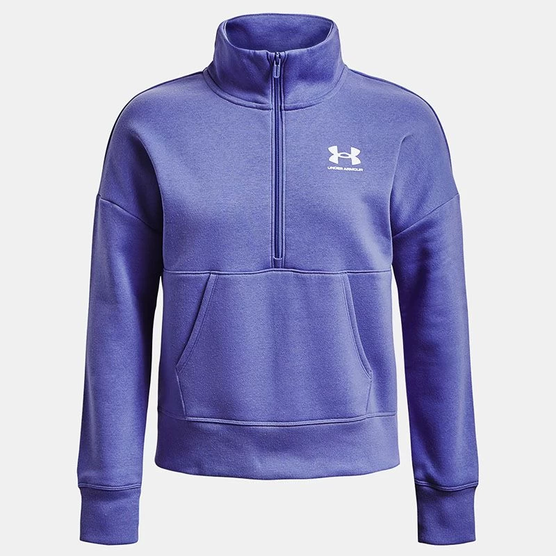 Under Armour Women's UA Rival Fleece Half Zip Baja Blue / White 5 Under Armour Women's UA Rival Fleece Half Zip Baja Blue / White - Image 3