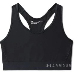 Under Armour Women's Armour Mid Bra Black / Metallic Silver -Sporty Life Shop s7.v5 1307196 001 ldf sl