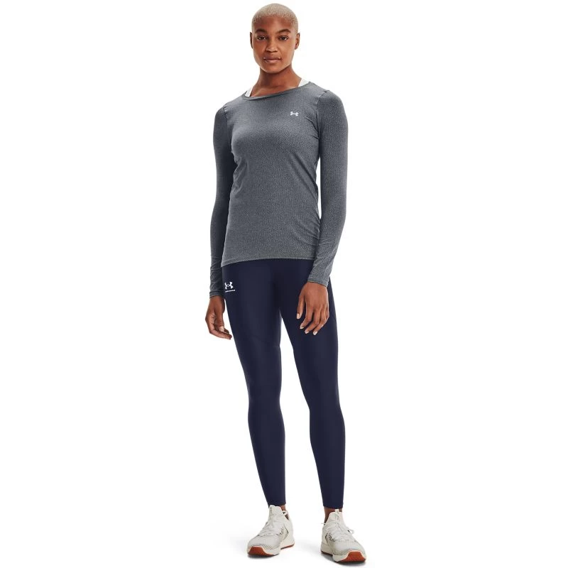 Under Armour Women's HeatGear® Armour Long Sleeve Top Pitch Grey Light Heather / Metallic Silver 5 Under Armour Women's HeatGear® Armour Long Sleeve Top Pitch Grey Light Heather / Metallic Silver - Image 3