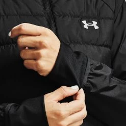 Under Armour Women's UA Run Insulate Hybrid Jacket Black / Reflective -Sporty Life Shop s7.v5 1355812 001 cuff