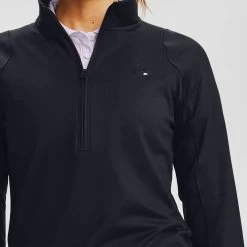 Under Armour Women's Storm Midlayer Half Zip Black / Black -Sporty Life Shop s7.v5 1356229 001 collar main