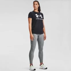Under Armour Women's UA Favourite Wordmark Leggings Carbon Heather / Black -Sporty Life Shop s7.v5 1356403 090 fsf