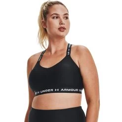 Under Armour Women's Cross Back Low Sports Bra Black / White