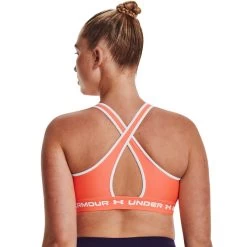Under Armour Women's Armour Mid Crossback Sports Bra Electric Tangerine / White -Sporty Life Shop s7.v5 1361034 825 bc xl