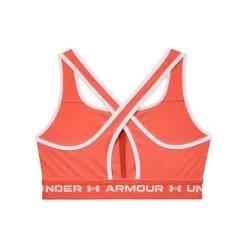 Under Armour Women's Armour Mid Crossback Sports Bra Electric Tangerine / White -Sporty Life Shop s7.v5 1361034 825 ldb sl