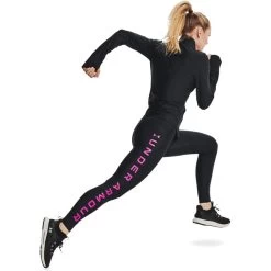 Under Armour Women's HeatGear® Armour Branded Leggings Black / Meteor Pink -Sporty Life Shop s7.v5 1361046 002 fsfadd
