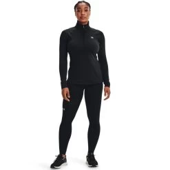 Under Armour Women's UA Authentics ColdGear® Quarter Zip Top Black / White -Sporty Life Shop s7.v5 1368699 001 fsf