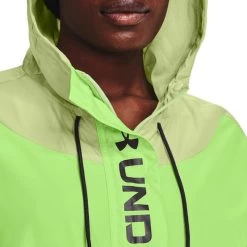 Under Armour Women's UA Rush Woven Full Zip Jacket Pale Olive / Quirky Lime / Jet Grey -Sporty Life Shop s7.v5 1369845 383 hood