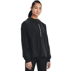 Under Armour Women's Woven Full Zip Jacket Black / Black / White