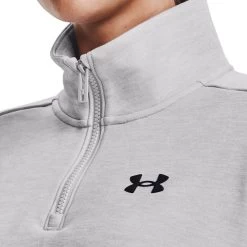 Under Armour Women's Quarter Zip Top Halo Gray Light Heather / Black -Sporty Life Shop s7.v5 1373058 014 collar