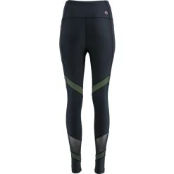Women's Savannah 7/8 Length Tights Black / Green -Sporty Life Shop savannah178 tight blk mesh khaki pink 3