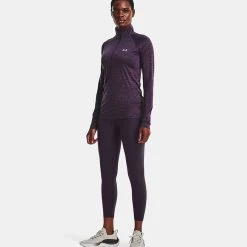 Under Armour Women's UA Tech™ Twist ½ Zip Tux Purple / Retro Purple / Metallic Silver -Sporty Life Shop v5 1320128 541 fsf