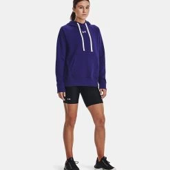 Under Armour Women's UA Rival Fleece HB Hoodie Sonar Blue / White -Sporty Life Shop v5 1356317 468 fsf