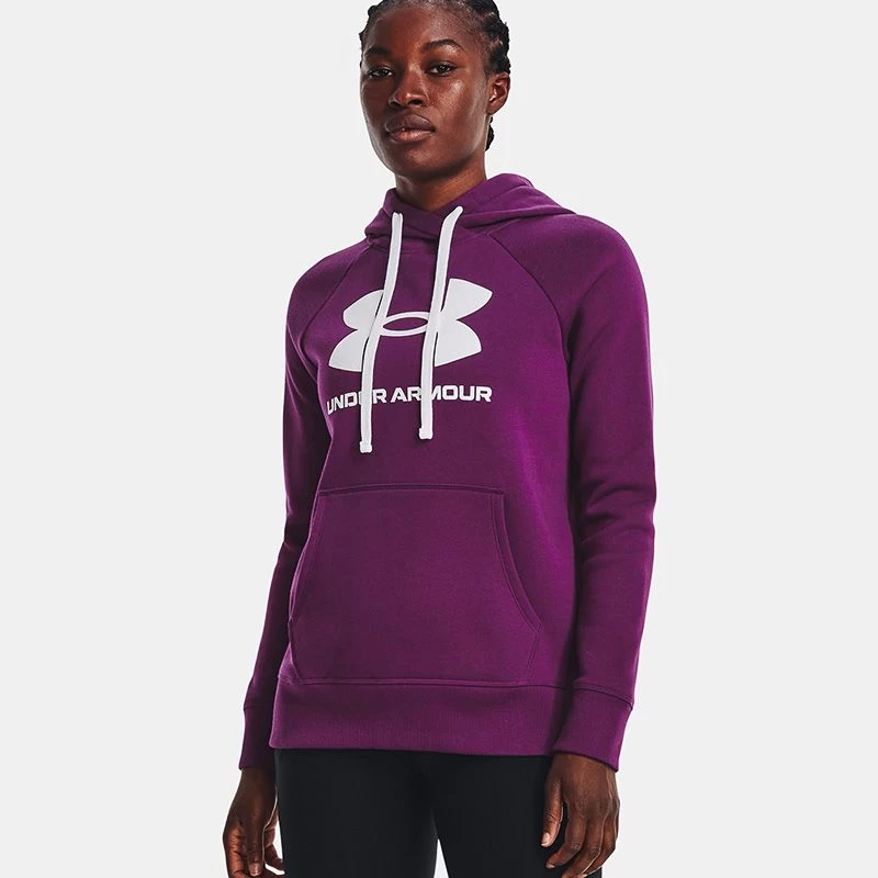 Under Armour Women's Rival Fleece Logo Hoodie Rivalry / White 3 Under Armour Women's Rival Fleece Logo Hoodie Rivalry / White