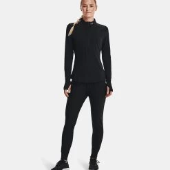 Under Armour Women's UA Qualifier Run 2.0 Half Zip Black / Black / Reflective -Sporty Life Shop v5 1365632 001 fsf