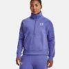Under Armour Women's UA Rival Fleece Half Zip Baja Blue / White -Sporty Life Shop v5 1373030 495 fc