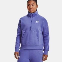 Under Armour Women's UA Rival Fleece Half Zip Baja Blue / White