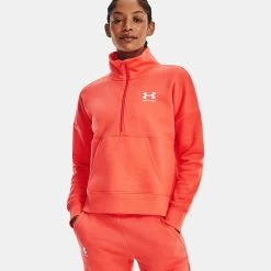 Under Armour Women's UA Rival Fleece Half Zip After Burn / White