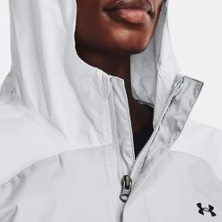 Under Armour Women's UA Stormproof Cloudstrike 2.0 Jacket White / Halo Grey -Sporty Life Shop v5 1374645 100 hood